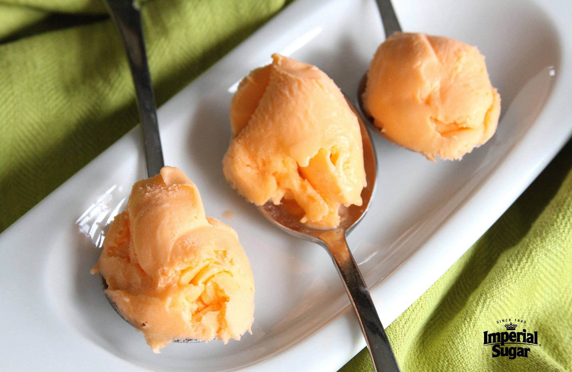 Cantaloupe sorbet in outlet ice cream maker