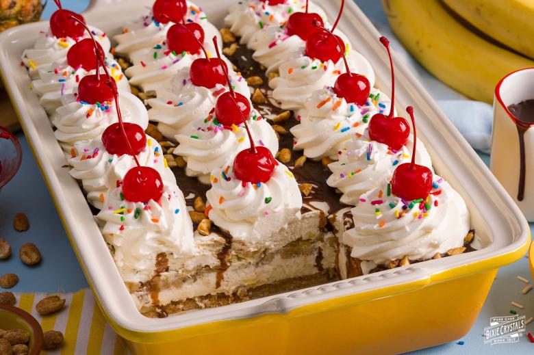 Banana Split Cake - Cookie Dough and Oven Mitt