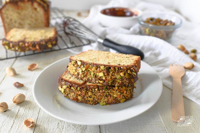 Chocolate Covered Pistachio Pound Cake 