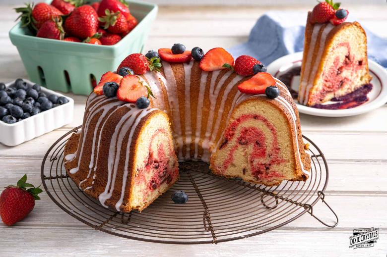 Peach Pound Cake with Raspberry Swirl | Lovefoodies
