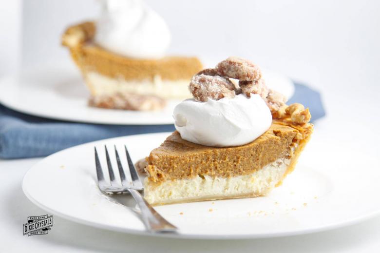 Pumpkin Cream Cheese Pie With Candied Pecans Dixie Crystals