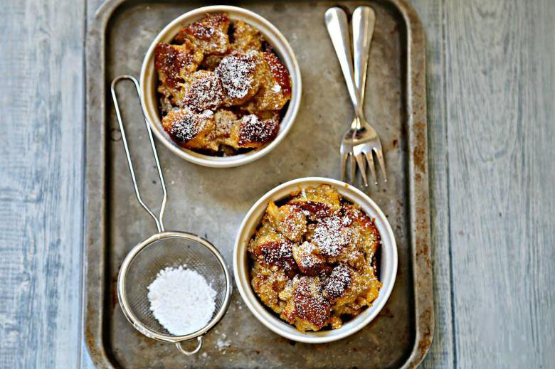 Mini Brioche Bread Pudding With Boozy Butter Sauce